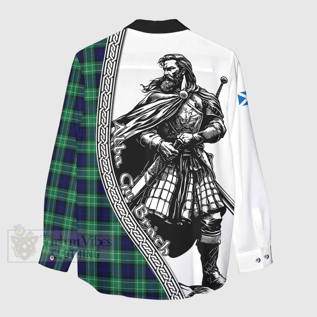 Abercrombie Tartan Clan Crest Women's Casual Shirt with Highlander Warrior Celtic Style