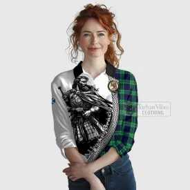 Abercrombie Tartan Clan Crest Women's Casual Shirt with Highlander Warrior Celtic Style