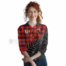Abernethy Crest Tartan Women's Casual Shirt with New Zealand Silver Fern Half Style