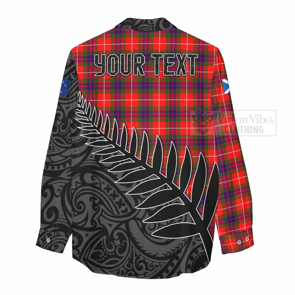 Abernethy Crest Tartan Women's Casual Shirt with New Zealand Silver Fern Half Style