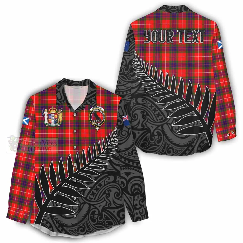 Abernethy Crest Tartan Women's Casual Shirt with New Zealand Silver Fern Half Style