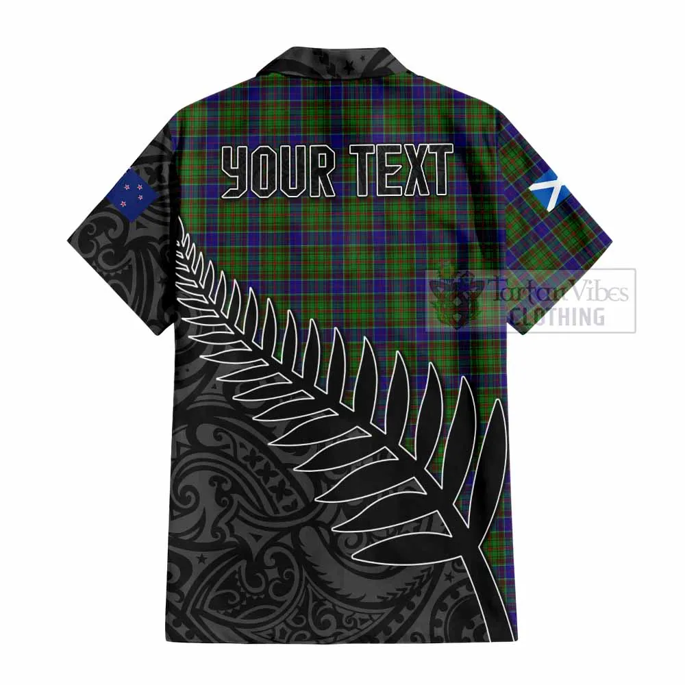 Adam Crest Tartan Short Sleeve Button Shirt with New Zealand Silver Fern Half Style