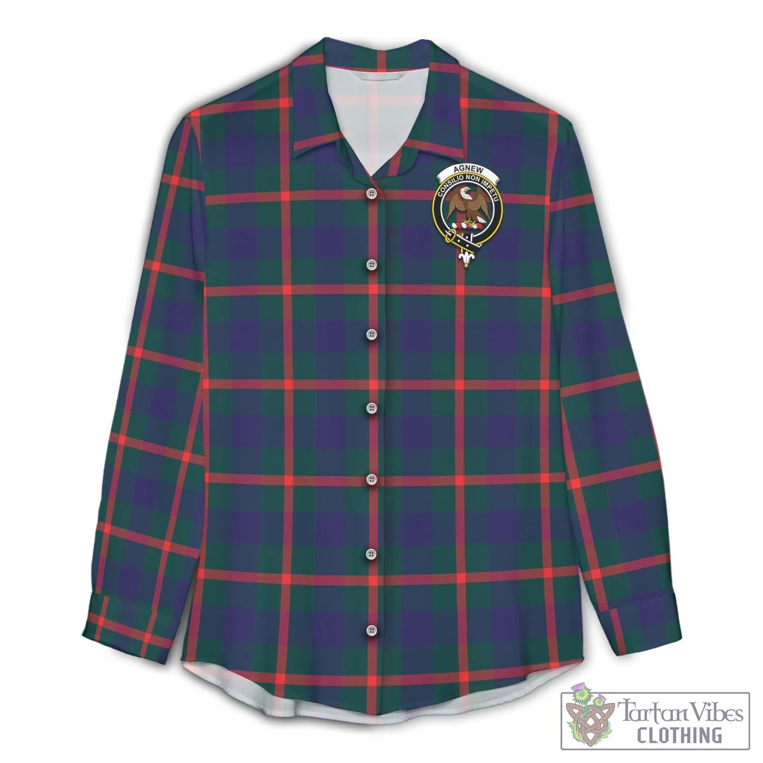 Agnew Tartan Women's Casual Shirt with Family Crest