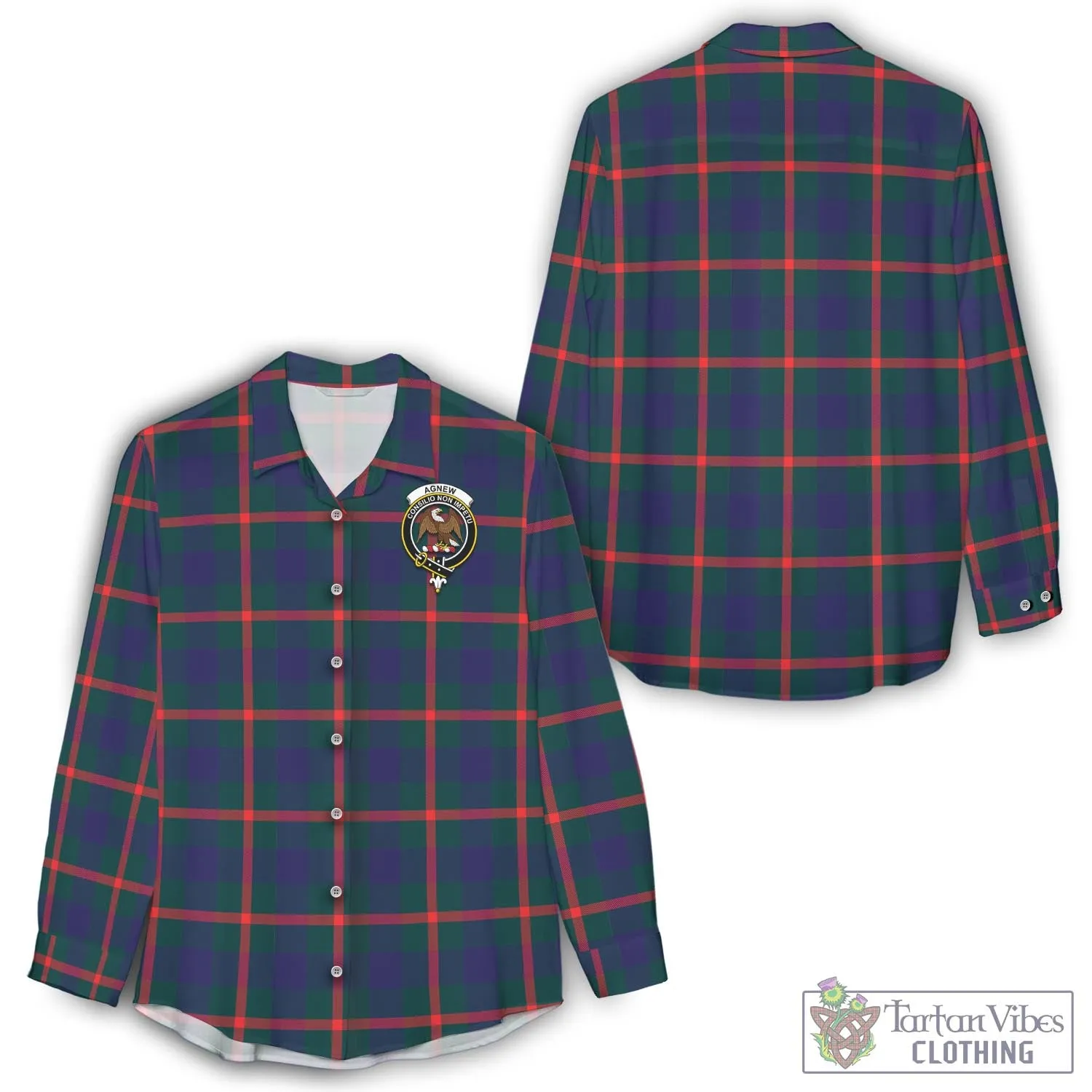 Agnew Tartan Women's Casual Shirt with Family Crest