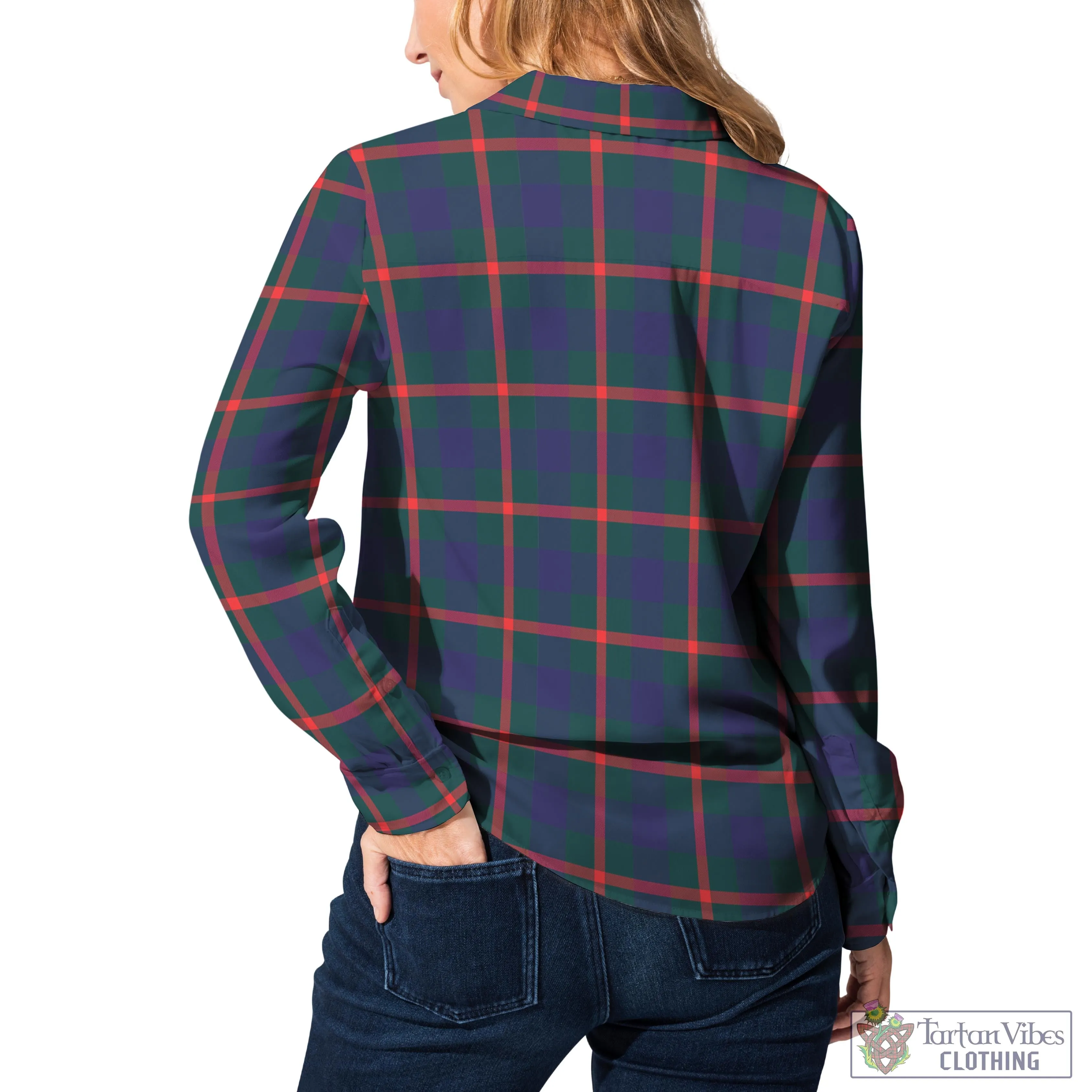 Agnew Tartan Women's Casual Shirt with Family Crest