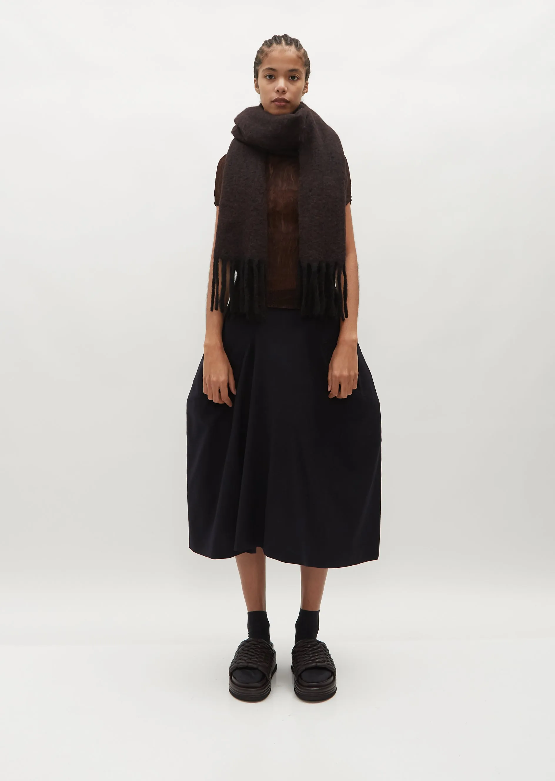Alpaca Wool Scarf — Dark Brown
