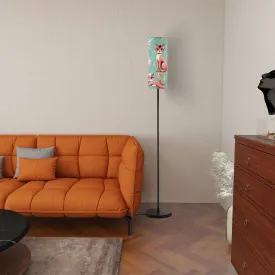 Atomic Pink Kitschy Kittie, Mid Century Modern Slim Floor Lamp