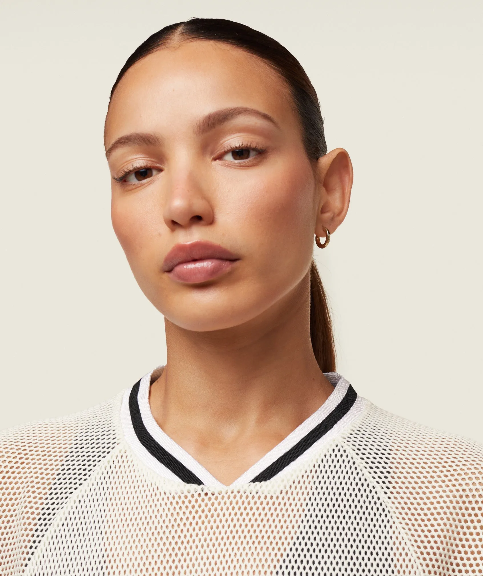 Gymshark everywear Mesh Layering Tee - Soft White/Black