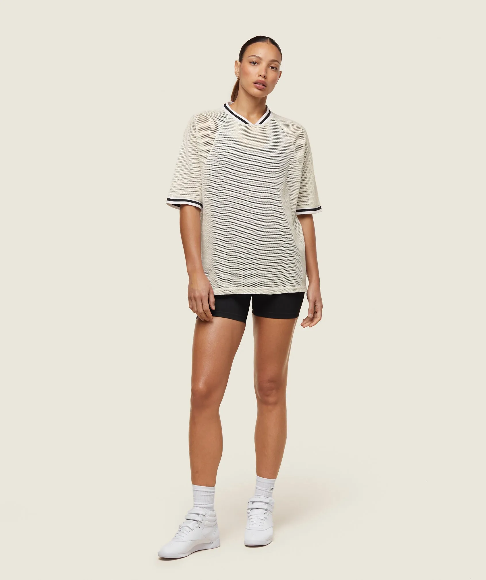 Gymshark everywear Mesh Layering Tee - Soft White/Black