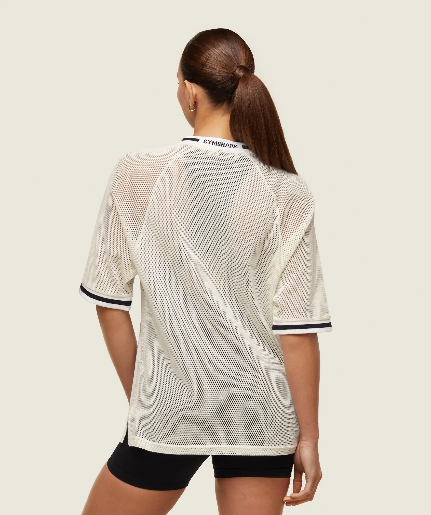 Gymshark everywear Mesh Layering Tee - Soft White/Black