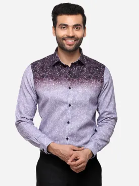 Light Blue & Grey Printed Slim Fit Party Wear Shirt | JB Studio