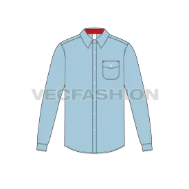 Mens Regular Fit Classic Oxford Shirt Vector Template