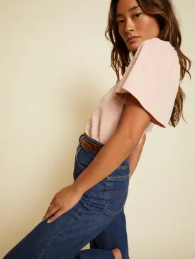 Nation LTD - Savanna Flutter Sleeve Mock Neck in Light Pink Millennial