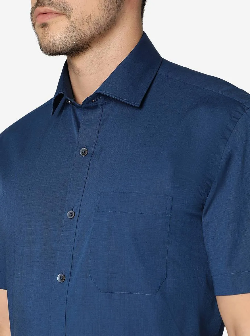 Peacock Blue Solid Regular fit Formal Shirt | JadeBlue