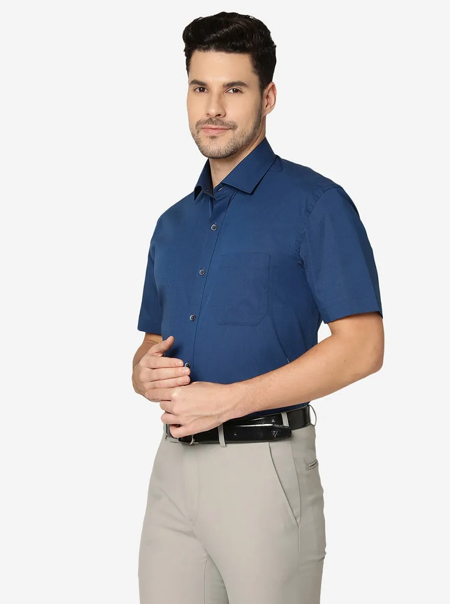 Peacock Blue Solid Regular fit Formal Shirt | JadeBlue