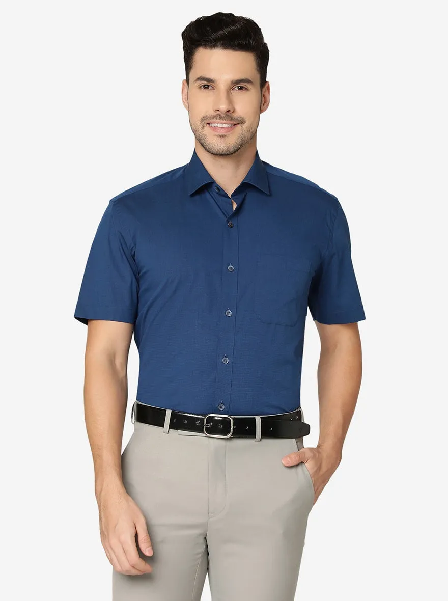 Peacock Blue Solid Regular fit Formal Shirt | JadeBlue
