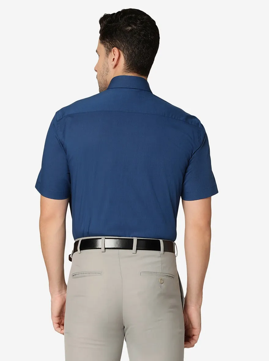 Peacock Blue Solid Regular fit Formal Shirt | JadeBlue