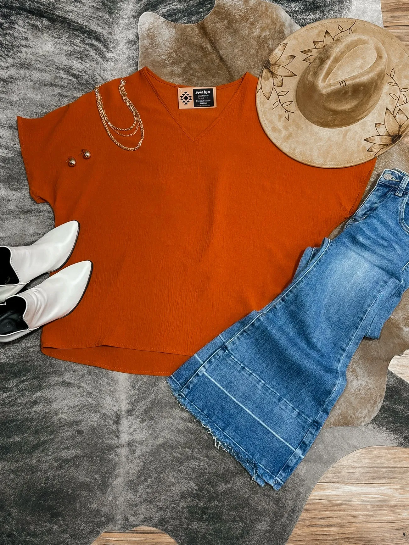 Rust Kait Vneck Top