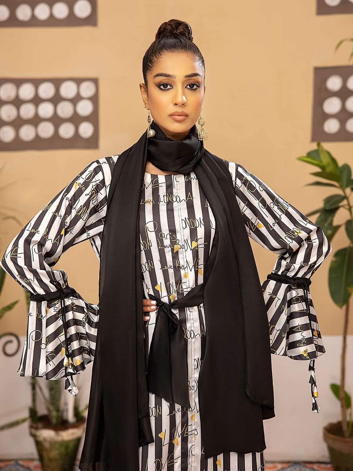 Silk Black & White Stripes 3-Piece Suit