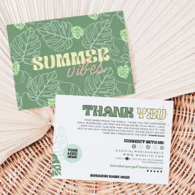 Summer Retro Tropical Business Thank You Card Canva Template