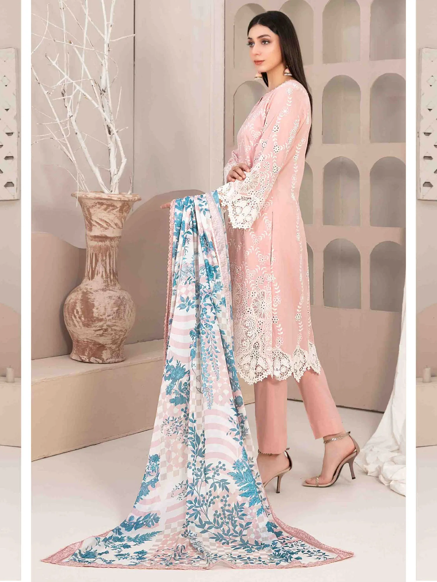 Tawakkal "Mehri" Fancy Embroidered Lawn Suit (D3069) - Pink
